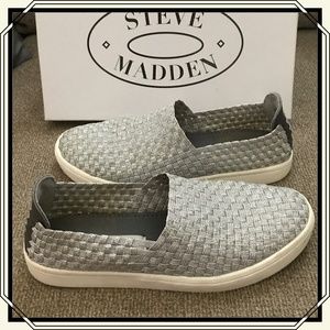 Steve Madden EXX Silver Slip On Sneakers Size 7.5